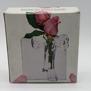 Brand New Ribbon Bud Vase 5" Square Glass Bud Vase